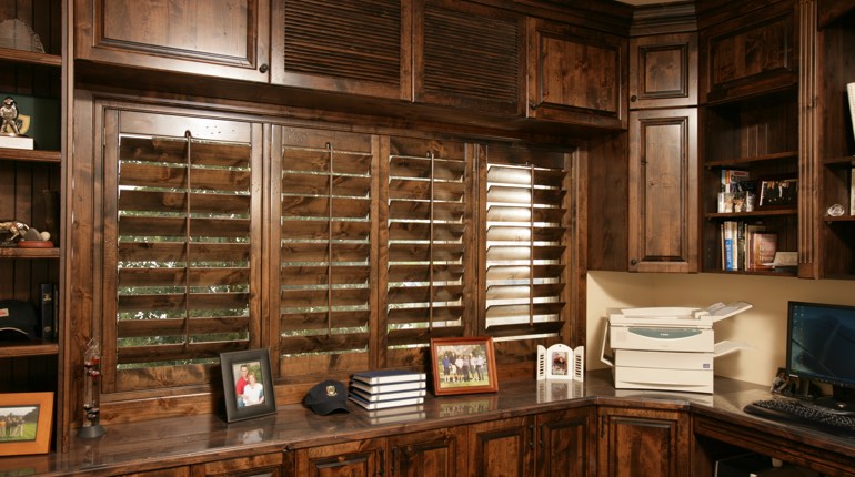 Timberland shutters in a home office