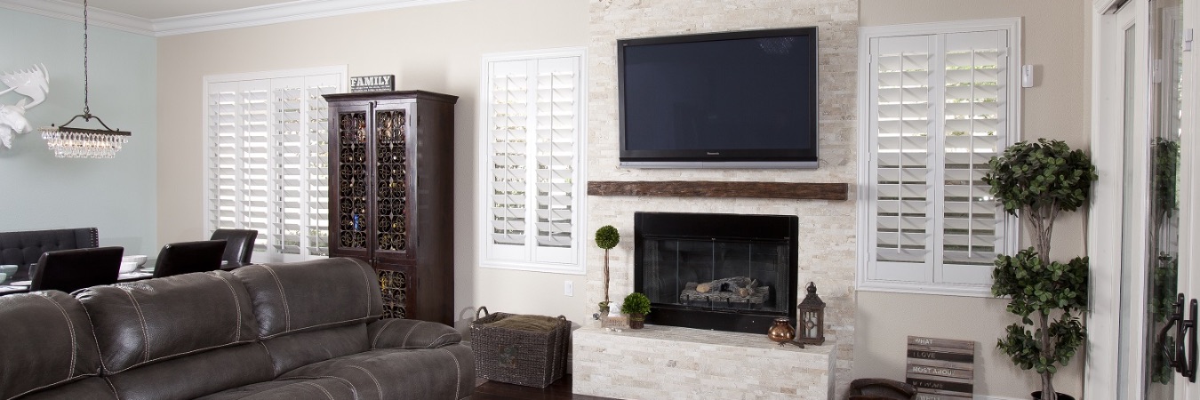 Polywood shutters in a Southern California living room