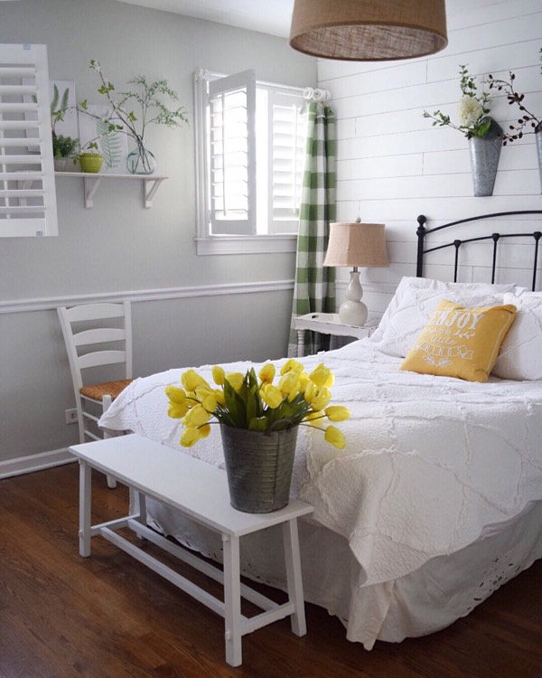 Southern California cottage bedroom shutters